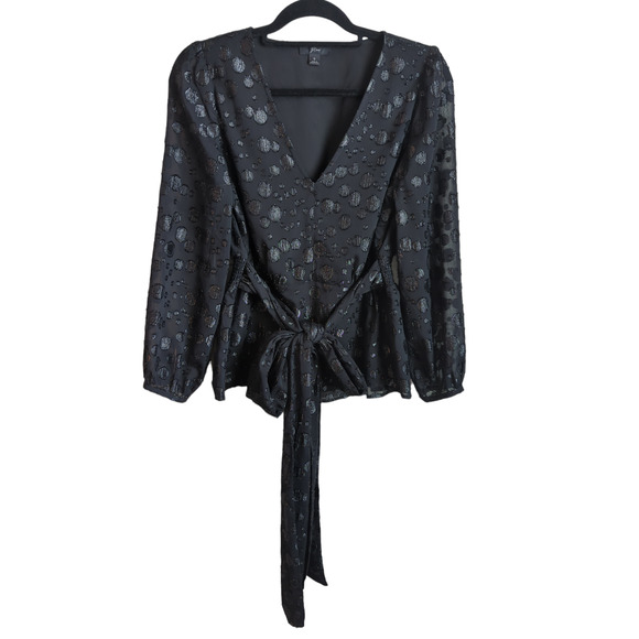 J. Crew Tie-waist V-neck top in metallic dot jacquard size S - Picture 4 of 6